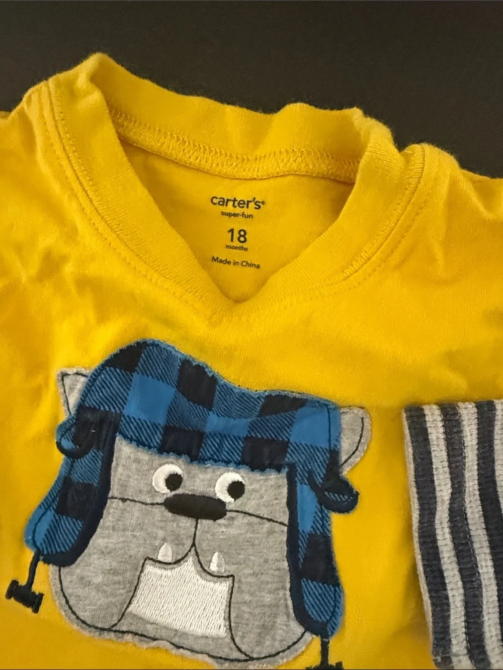 Kids Yellow Long-Sleeve Layered-Look Top with Dog Patch Y2K